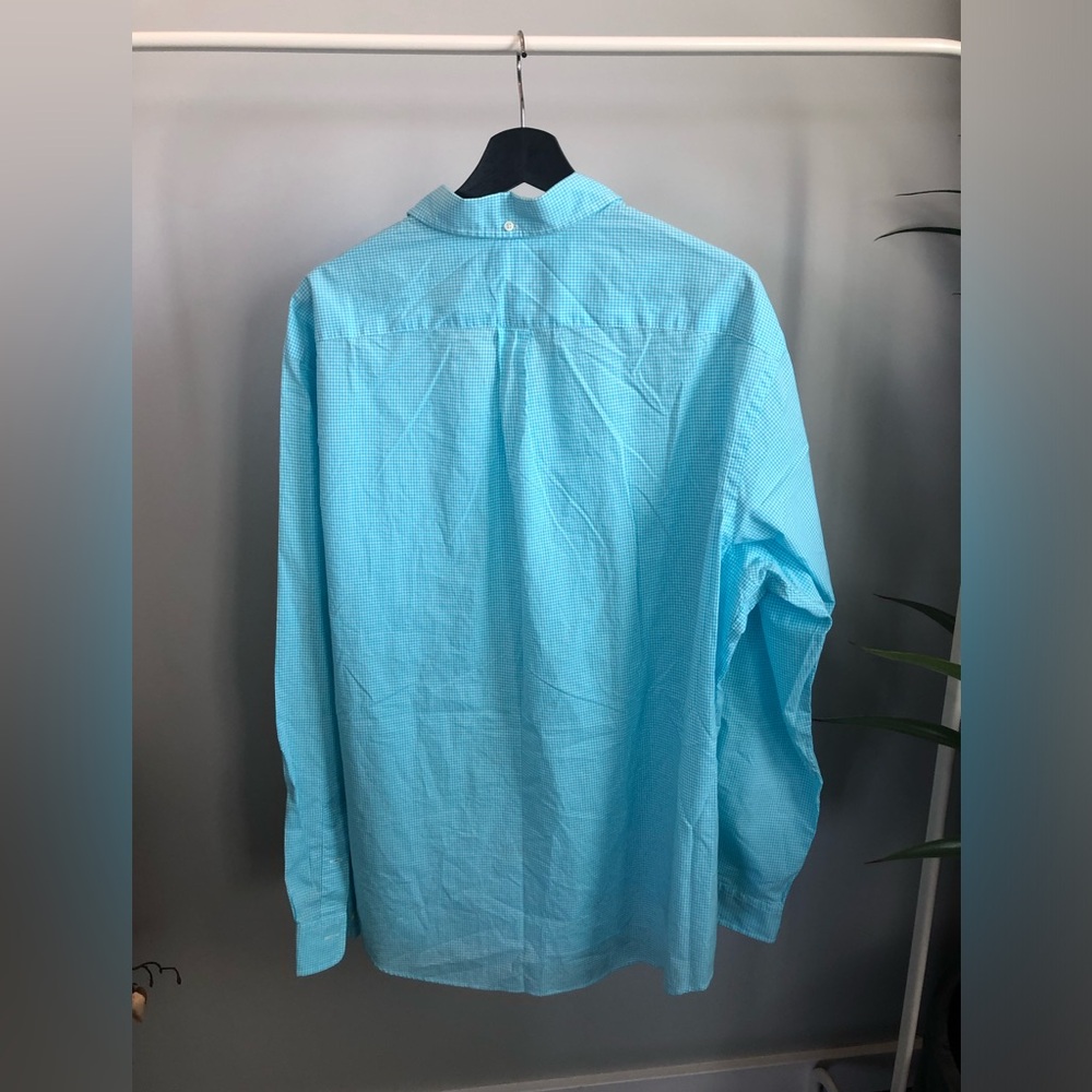 Ralph Lauren Men’s Aqua Blue Button-Down Shirt with Pink Pony - Picture 2 of 5